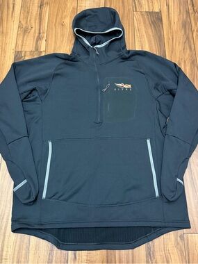 Sitka Gear Fanatic Hoody Pullover W/ Mask Mens XL Black Half Zip Hunting